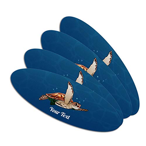 Personalized Custom 1 Line Sea Turtle Double-Sided Oval Nail File Emery Board Set 4 Pack