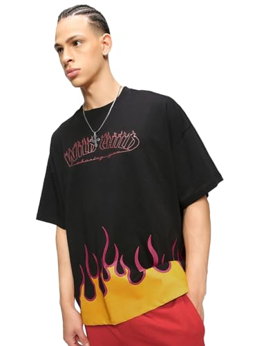 Bewakoof Men's Graphic Print Oversized Fit Half Sleeve Round Neck Cotton T-Shirt