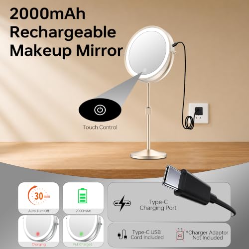 Image of 7 inch Lighted Makeup Mirror with Lights and 1X 7X Magnification,Brushed Nickel