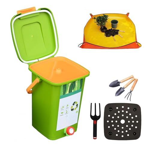 LFLIFENG Compost Bin Kitchen Counter 8L/10L/15L/20L Countertop Compost Bin Convenient Recycling of Food Waste Countertop Compost,Style3(15L)-2Set