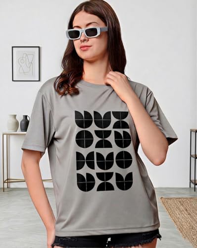 Image of Women's Half Sleeve Oversize Tshirt Graphic Printed Round Neck T-Shirts for Women