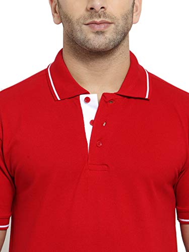 Image of Scott International Men's Regular Fit Organic Cotton Polo T-Shirt (Red with White, S)