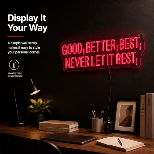 Image of inchGood Better Best inch Neon Sign, Neon Sign for Classroom, 16.5 inch x 6.4 inchIN | Motivational Quote, Inspirational Typography, Wall Art, For Home Office, Gym, Study Room & Classroom