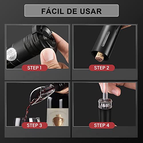 Iruihoo Automático Saca Rolhas, Kit 4 em 1 Abridor De Garrafa Saca Rolhas Vinho USB Carregamento,Con