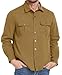 PEGENO Jackets for Men Flannel Cowboy Jacket Fashion Fall Men’s Jacket Flannel Plaid Lined Shacket Khaki Large