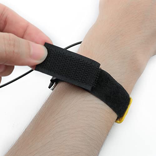 Image of MEETOOT 3Pcs Anti Static Wrist Strap, Strap Anti Shock Wristband Bracelet with Grounding Wire Alligator Clip Extendable Long Cord 1.8m