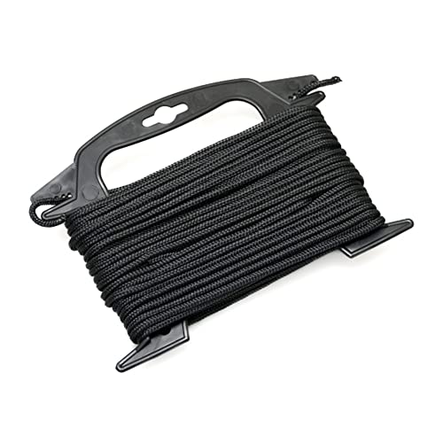 YakGear Anchoring Nylon Rope (Solid Black w/Winder, 75 Feet)