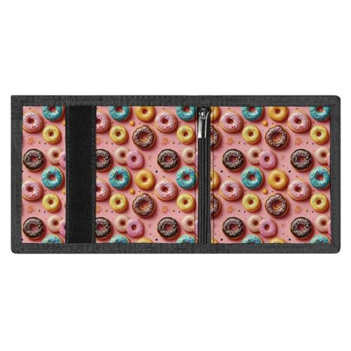 Colorful Donuts A Print Wallet for Men, 8 Credit Card Holder Slim Minimalist Front Pocket Small Mens Bifold Wallets3