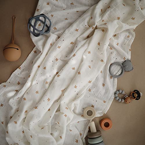 Image of mushie Muslin Baby Swaddle Blanket | 100% Organic Cotton (Sparrow)