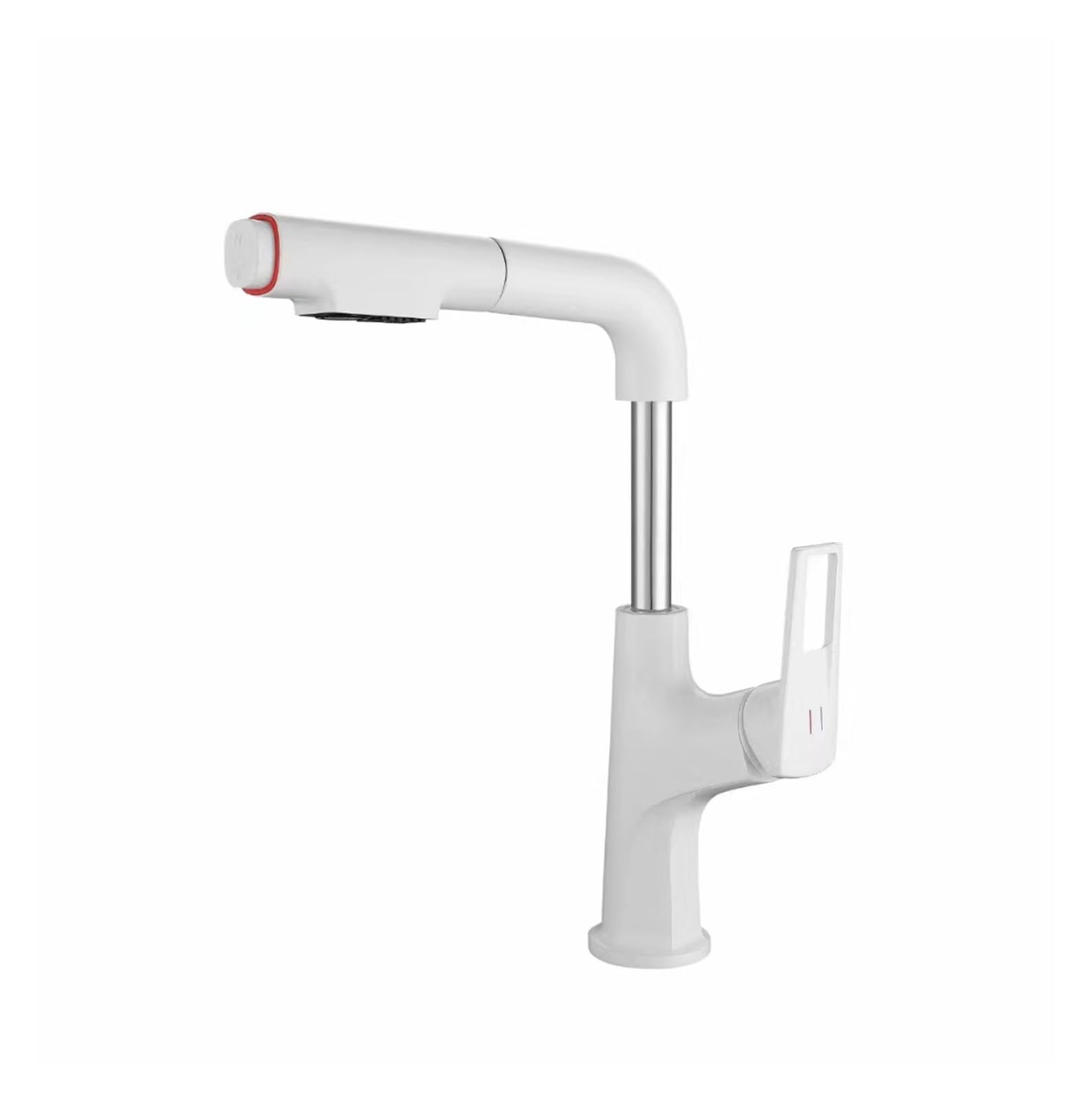 Robinet de lavabo extractible blanc PVD mitigeur télescopique de salle de bains chaud et froid