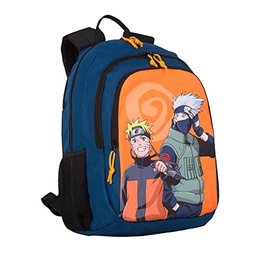 Mochila Escolar Naruto - Doble Compartimento y Bolsillo Frontal - Bolsillos Laterales - Portaordenador e Interior Forrado - Adaptable a Carro - 19 × 31 × 42 cm - Toybags