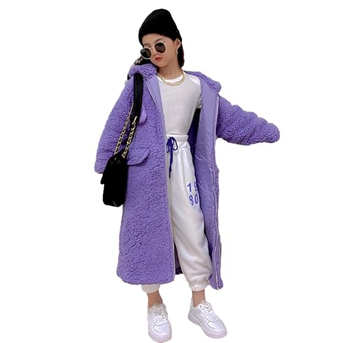 Girl's Fuzzy Fleece Coat with Hood Open Front Long Cardigan Faux Fur Warm Winter Jackets Outwear2