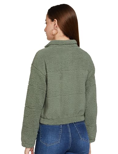 Image of Qube By Fort Collins Women's Women's Crop Fur Jacket - Trendy Winter Wear for a Chic Look