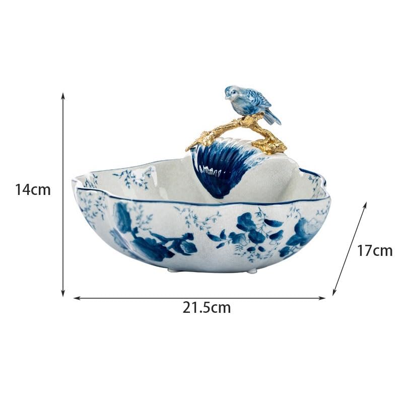 Miska na owoce kosz talerz na cukierki niebieski i biały ceramiczny mały talerz na owoce salon stolik kawowy talerz na przekąski dekoracja wejścia prezent talerz na owoce kosz na owoce do