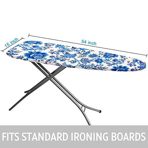 Memeaty Ironing Board Cover And Pad 15X54 Inch Standard Ironing Board Cover With Elastic Edge And Hook And Loop Fasteners Scorch And Stain Resistant Cotton Ironing Covers With Thick Padding #TOP1