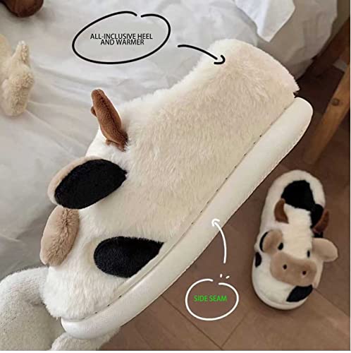 Cartoon Cow Fuzzy Slippers Kawaii Mute Slippers for Women Fluffy Kawaii House Slippers Cute Slippers for Women4