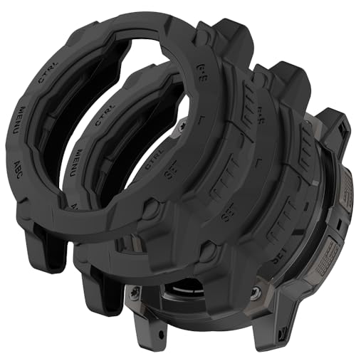 Acadey[2 Piezas] Funda Compatible con Garmin Instinct 3 50mm,Negra Funda Protectora Integral con Protector de Pantalla, [a Prueba de Manchas] [Resistente a los arañazos] Funda Protectora de TPU