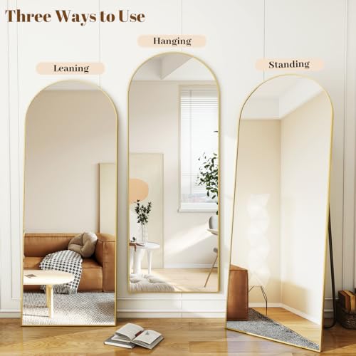 Image of Koonmi 71x30 Arched Full Length Mirror, Floor Mirror with Stand