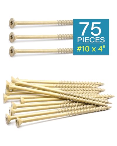 Image of #10 x 4 Inch Deck Screws - 75 Pcs, Exterior Wood Screws, Carbon Steel Star Drive, Coarse Threads, Anti-Corrosion, Tan Coated, Rust-Resistant for Decks, Fences, and Outdoor Projects | by IMSCREWS