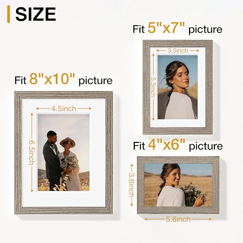 Image of Vittanly Picture Frames Set of 10, Picture Frames Collage Wall Decor with Two 8x10, Four 5x7 and Four 4x6 Photo Frames, Gallery Wall Frame Set for Wall or Tabletop Display, Grayish Brown