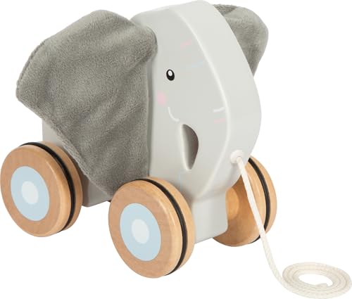 small foot trekolifant de Madera Con Orejas crujientes, Juguetes de tracción Con Ruedas de Goma, promotes la motricidad y el Aprendizaje a Caminar, Para niños a From 1 year, 12624