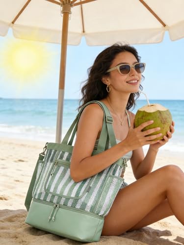 BAGSMART Mesh Tote with Leakproof Cooler