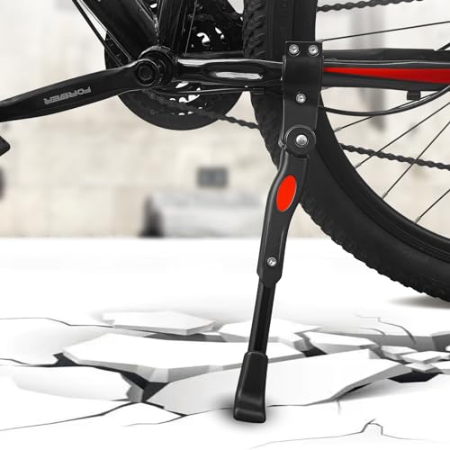 rurufuy Fahrradständer 4cm Höhenverstellbar,rutschfest Seitenständer.langlebiger Ständer aus Aluminiumlegierung,geeignet für 24-29 Zoll Mountainbikes,E-Bike,Citybikes