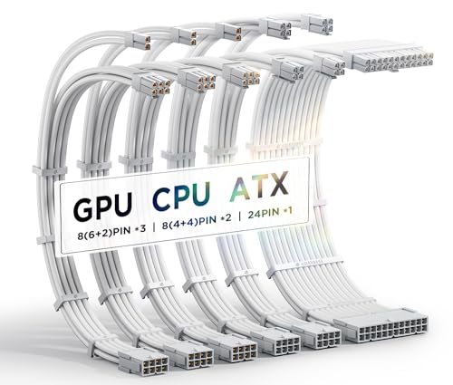 AsiaHorse Aktualisierung 16AWG Sleeved Cable Kit für PC/GPU/CPU, PSU Kabelverlängerung, PC...