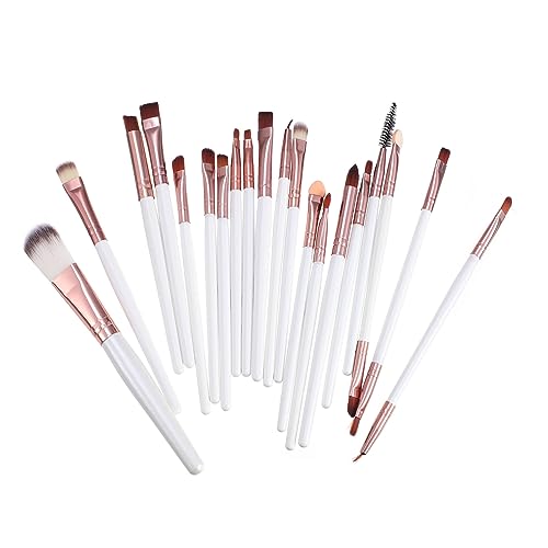 LALADEFIEE 20 piezas Kit Brochas Maquillaje Profesional con Mango de Madera Portátil Pinceles para Base Polvo Corrector y Sombras Cosmético para Rostro y Ojos Fácil Limpieza y Diario