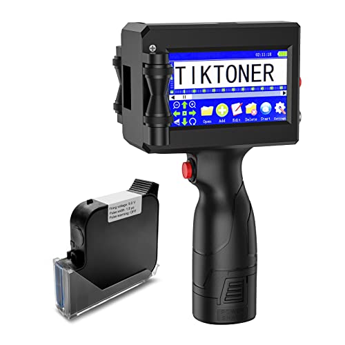 TIKTONER 127T2 Impresora de Mano Portátil,Impresora portátil de inyección de Tinta con Cartucho de Tinta de Secado rápido para Logotipo,Fecha, Código QR(Altura de impresión 0,08-1 Pulgada)