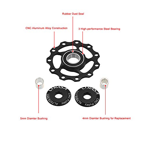 Polia Desviadora Traseira, Romacci 1pc 11T Guia de desviador traseiro Polia de liga de alumínio CNC