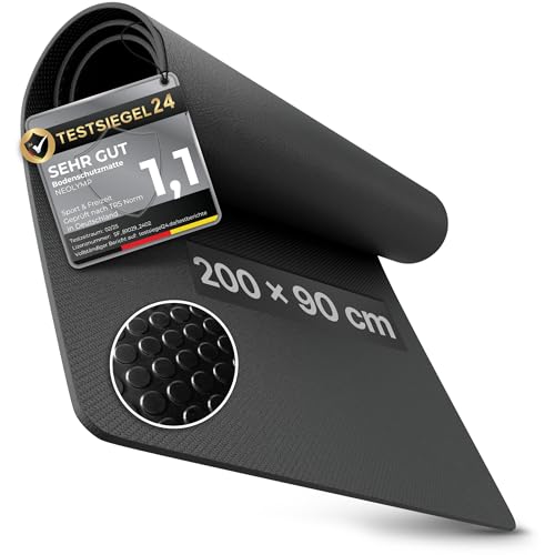 NEOLYMP Bodenschutzmatte Fitnessgerät (200 x 90 cm) - Laufband Matte 8mm Dicke - langlebig rutschfest & stoßdämpfend - Fitness Unterlegmatte für Crosstrainer - Gymnastikmatte Fitnessmatte