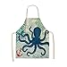 Produktbild Henanyimeixiang Koch Marine Animals Printed Schürze for Frauen Kinder Ärmel Baumwolle Leinen Lätzchen Kochen Backen-Reinigungs-Tools 53 * 65cm (Color : K)