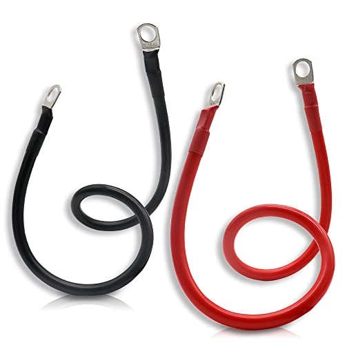 EEEKit 2 Cavi Inverter Per Batteria Da 50 Cm, 5 AWG, 100A, Con Terminali Ad Anello In Rame Stagnato, Rosso E Nero, Per Auto, Camper, Solare E Barca - 5