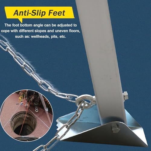 Confined Space Equipment Adjustable Commercial Firefighting Rescue Tripod with Self-Locking Device，Emergency Fall Arrest Kit - Aluminum Rescue Tripod System for Confined Spaces Deep Well Saf