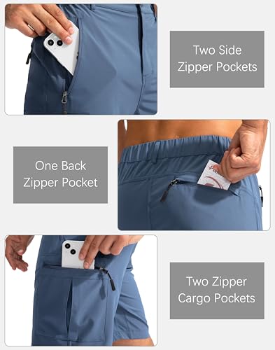 Pudolla Men's Hiking Cargo Shorts 9" Lightweight Outdoor Work Shorts for Men Travel Golf Camping Casual with 5 Zipper Pockets4