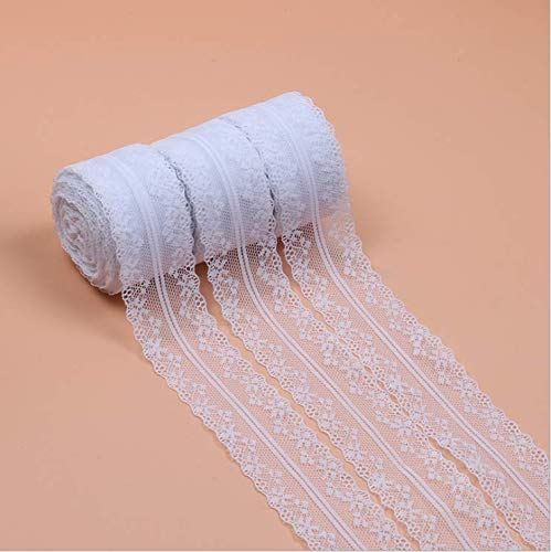 Cheonus Lace Ribbon 20 Yards 4cm Width Hair Bows Accessory Clothes Supply Wedding Decoration Handicraft Ornaments Party Decor Sewing Gift Wrapping DIY