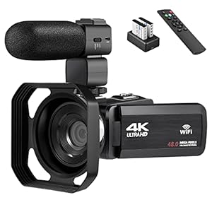 4k Video Camera Camcorder with 18X Digital Zoom,48MP Vlogging Camera for YouTube,3.0-inch IPS 270° Rotating Touchscreen,Microphone,Remote Control,IR Night Vision & 2 Batteries(Black)