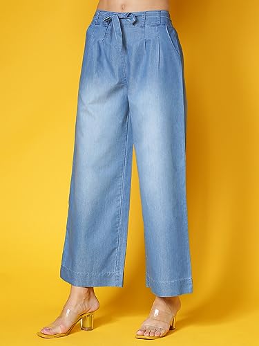 Image of NOVIO Cotton Blend Women Mid Rise Fashion Palazzo for Women