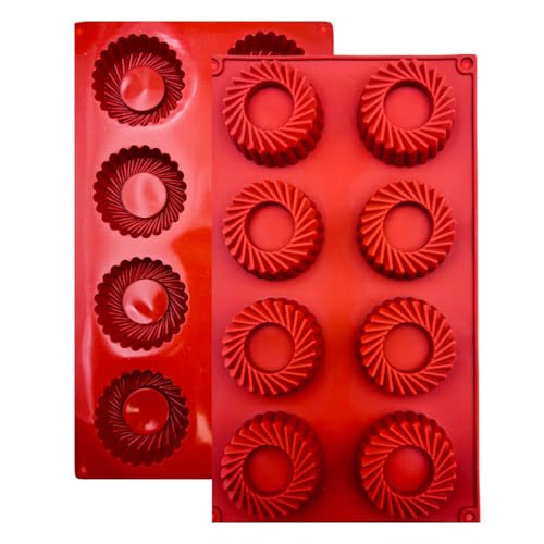 Moule en Silicone,1 Moule SPIRALE 8 avec Revêtement Antiadhésif, Moule en Silicone Pâtisserie pour Muffins, Brownies, Gâteaux, Pudding, Glaçons, Gelée, Quiches (29 x 17 cm) – 8 cavités