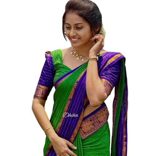 Image of Narayanpet Pure Cotton Saree for Women | Preethika Big Border Saree with Running Blouse | Tassels | Handloom Weave