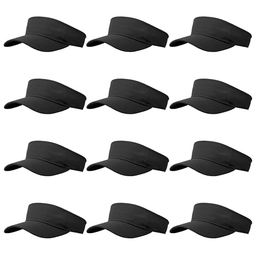 Image of 12 Pcs Sun Visor for Women Men Outdoor Sport Golf Tennis Softball, Adjustable Visors Hats