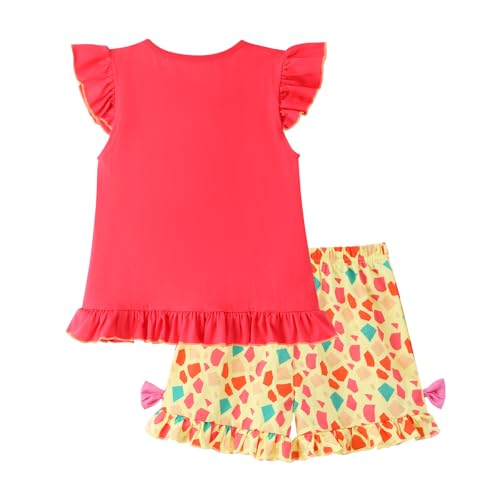 Image of HILEELANG Toddler Girl Summer Short Outfit Sets Cotton Short Sleeve Tops Tees Shorts Clothing Sets