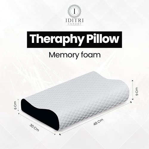 Image of Neck and Shoulder Support Pillow, Memory Foam Cervical Cushion for Sleeping, Ergonomic Contour Design for Side Back Sleepers, Breathable Cover, Black, 48 x 30 cm, Home Use