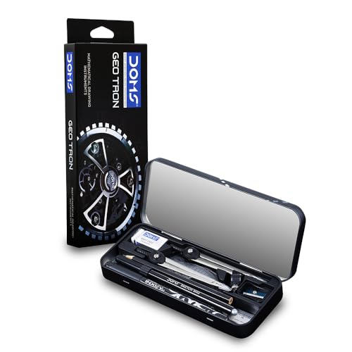 Image of DOMS GEOTRON Geometry Box and Mathematical Drawing Instruments |Dual Side Tray |12 Instruments Included |Precise Screw Setting for Leg Lock