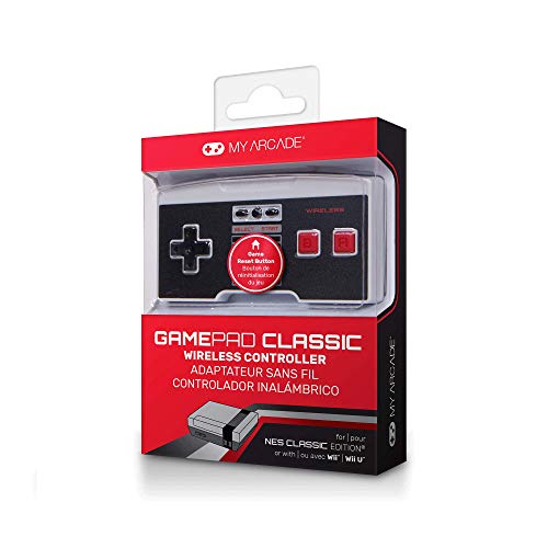 My Arcade Gamepad Classic - Wireless Game Controller - Compatible With Nintendo Nes Classic Edition, Wii, Wii U - Adapter Included - 30 Feet Range - Home Button - Battery Powered - Ergonomic Design #TOP4