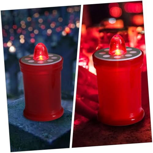Velas LED rojas a pilas para cementerio e iglesia | Pack de 2 luces cálidas 7