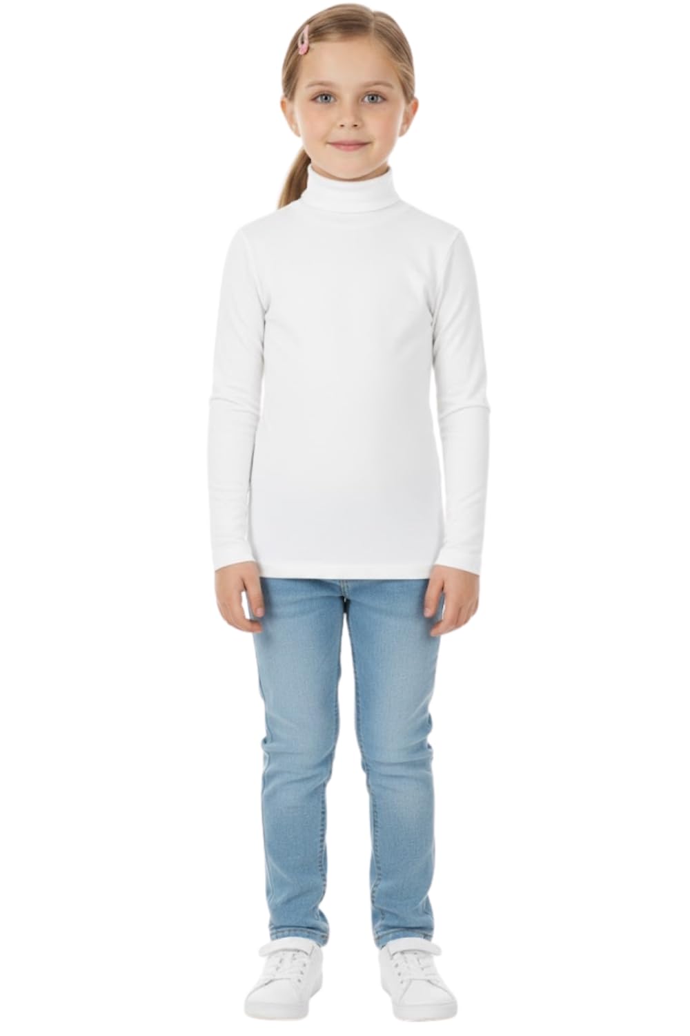 STAR FASHION Haut uni à col roulé et manches longues pour enfants - Tailles 5/6, 7, 8, 9/10, 11/12 et 13 ans