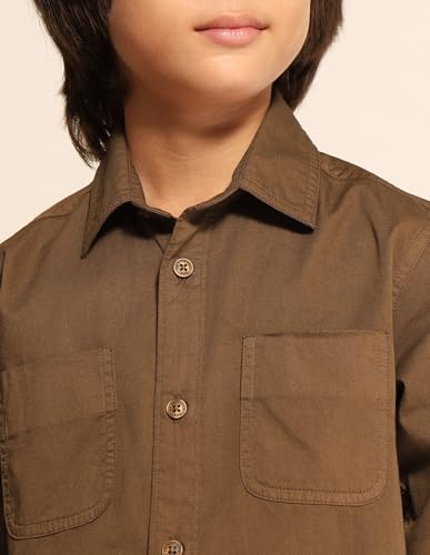 Image of Regular fit Solid Cotton Long Sleeves Casual Shirts