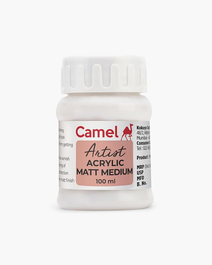Image of Camel Artist Acrylic Matt Medium 100ml | Reduces Gloss Finish | Improves Flow, Transparency & Workability | For Acrylic Painting & Mixed Media Art